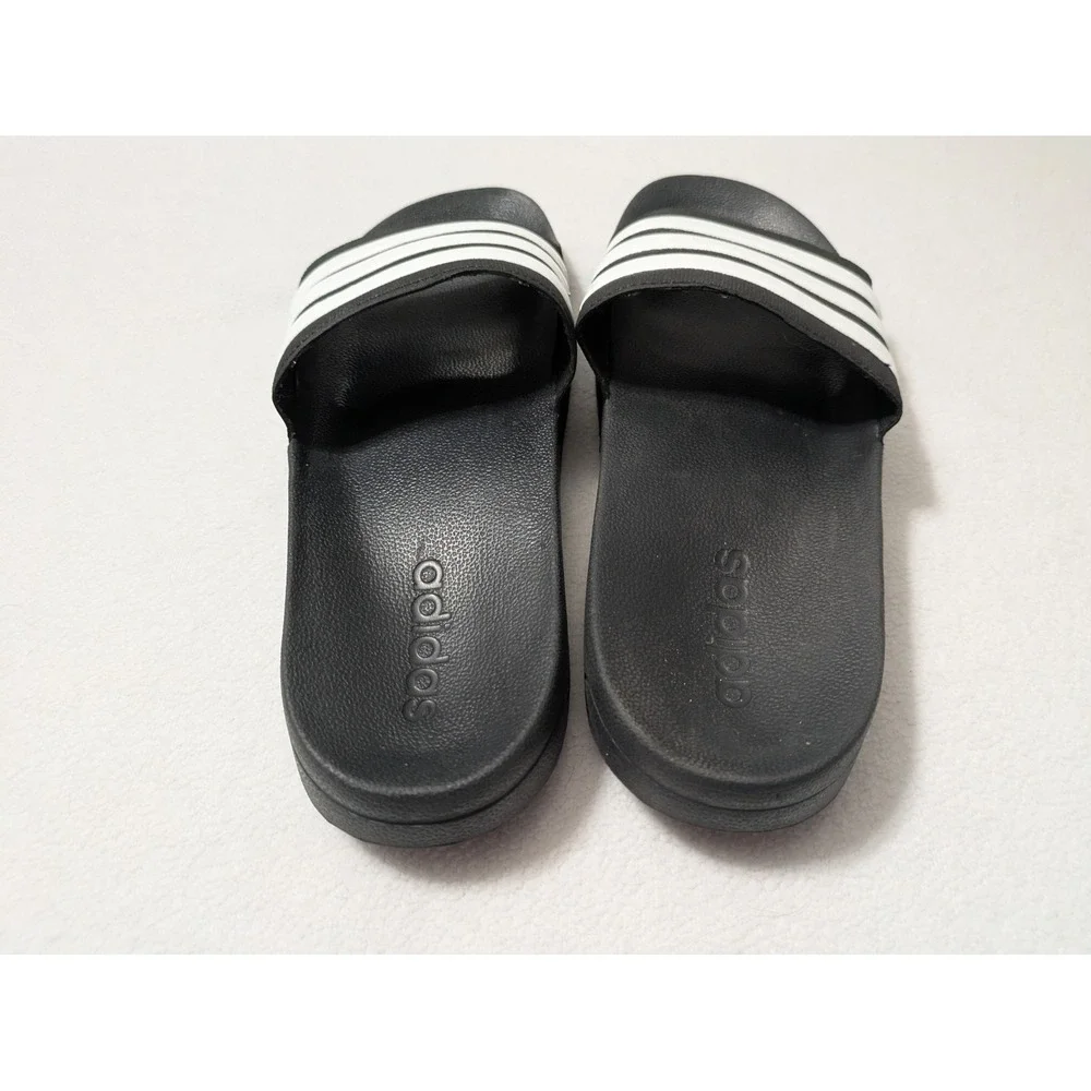 Adidas Men's Adilette Cloudfoam Comfort Slide Sandals Black/White Size 11